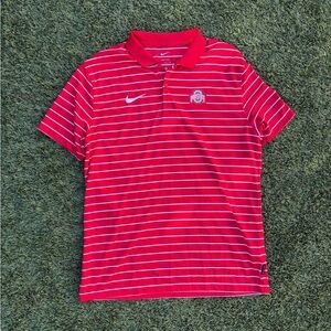Nike Red Striped Ohio State Polo Shirt